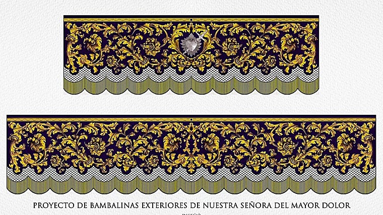 Dibujo de las bambalinas exteriores para el palio del Mayor Dolor