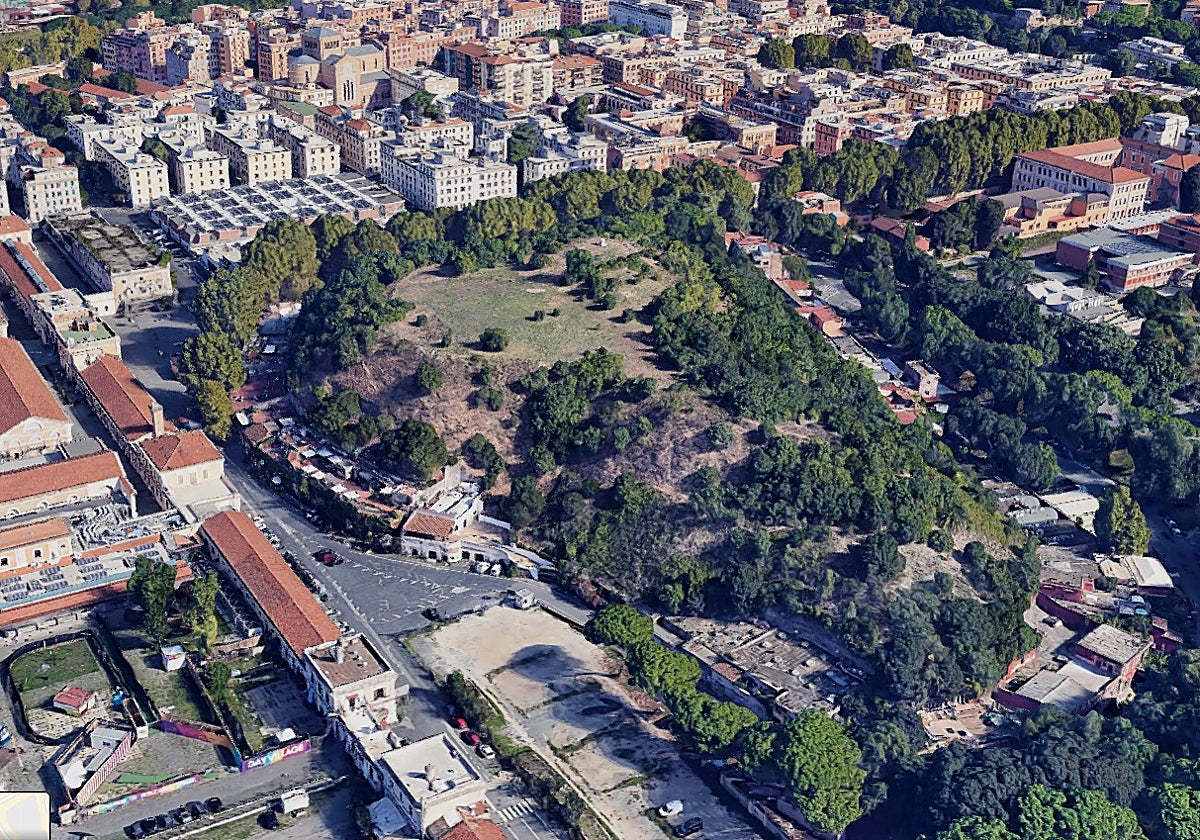 Imagen del Monte Testaccio a vista de pájaro