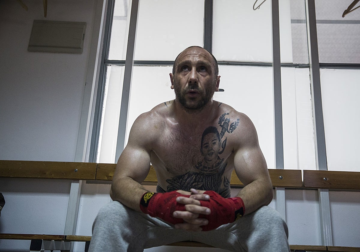 Alejandro Parra, en un gimnasio de boxeo, en 2021