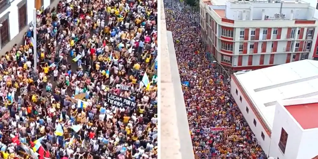 Calles abarrotadas en Canarias en manifestación contra el turismo de masas