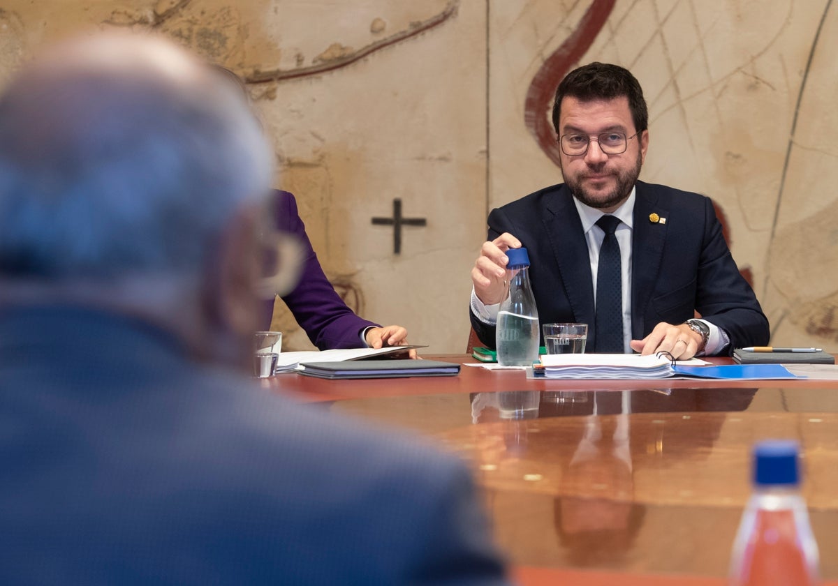 El presidente de la Generalitat, Pere Aragonès, durante la reunión semanal el gobierno catalán en una jornada en que el Consell de la República