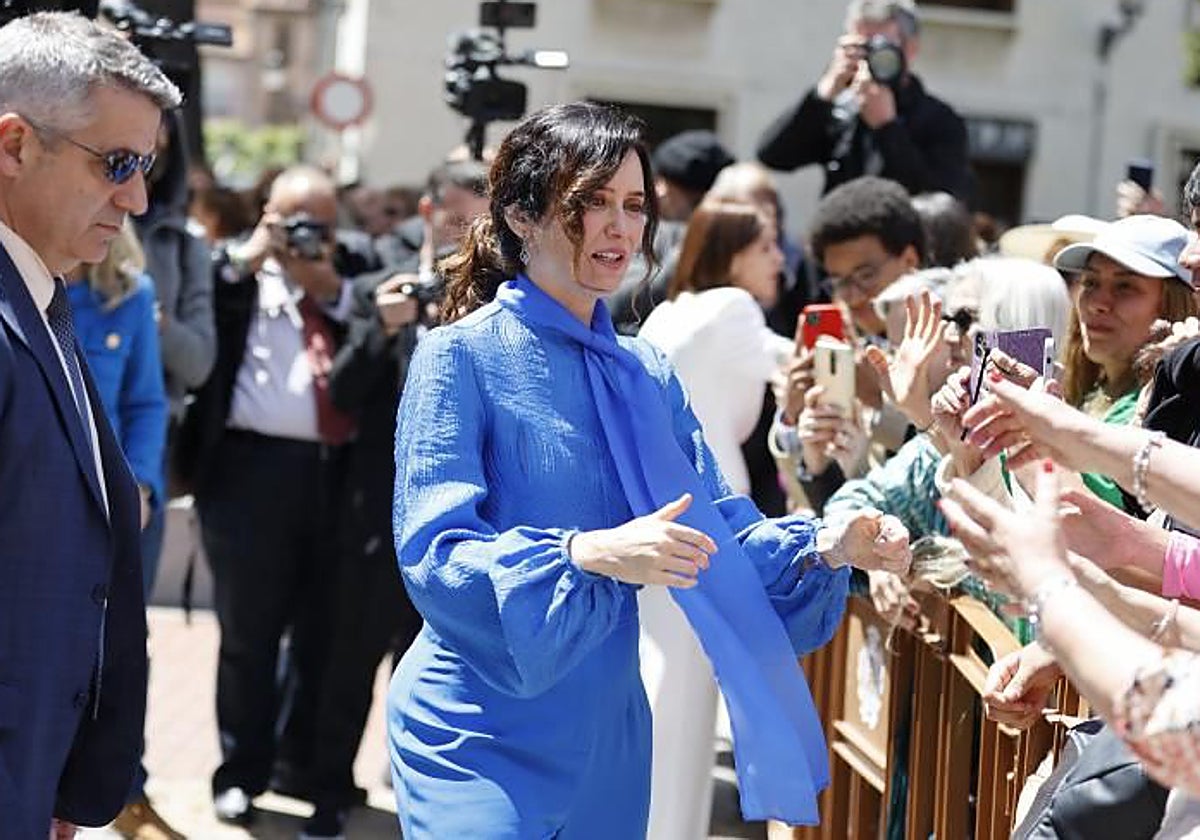 La presidenta de la Comunidad de Madrid, Isabel Díaz Ayuso, este martes en Alcalá de Henares