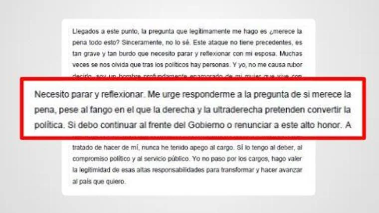 Sánchez si chiede se valga la pena continuare a fare il presidente dopo il caso della moglie: "Ho bisogno di fermarmi e riflettere"