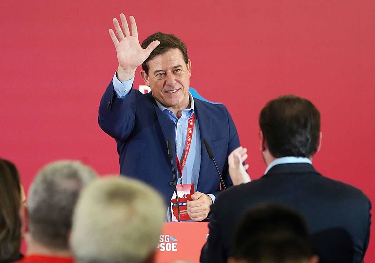 El secretario general electo del PSdeG, José Ramón Gómez Besteiro, durante el congreso del PSdeG