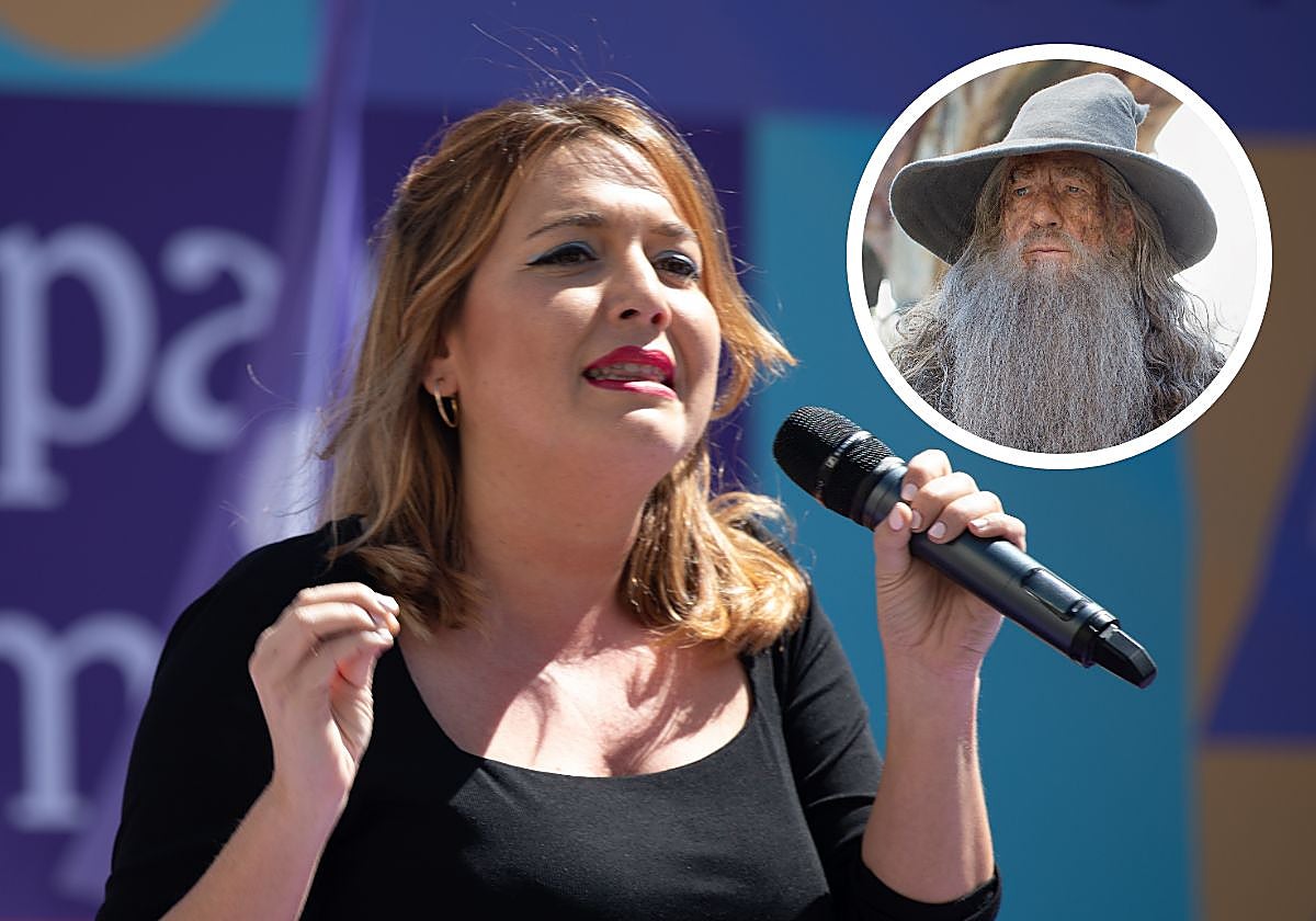 Ángela Rodríguez 'Pam' y Gandalf en la película de 'El Hobbit'