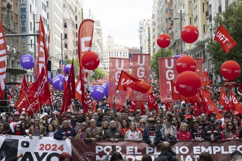 Vista general de la manifestación, que ha transcurrido por el centro de Madrid hasta la plaza de España