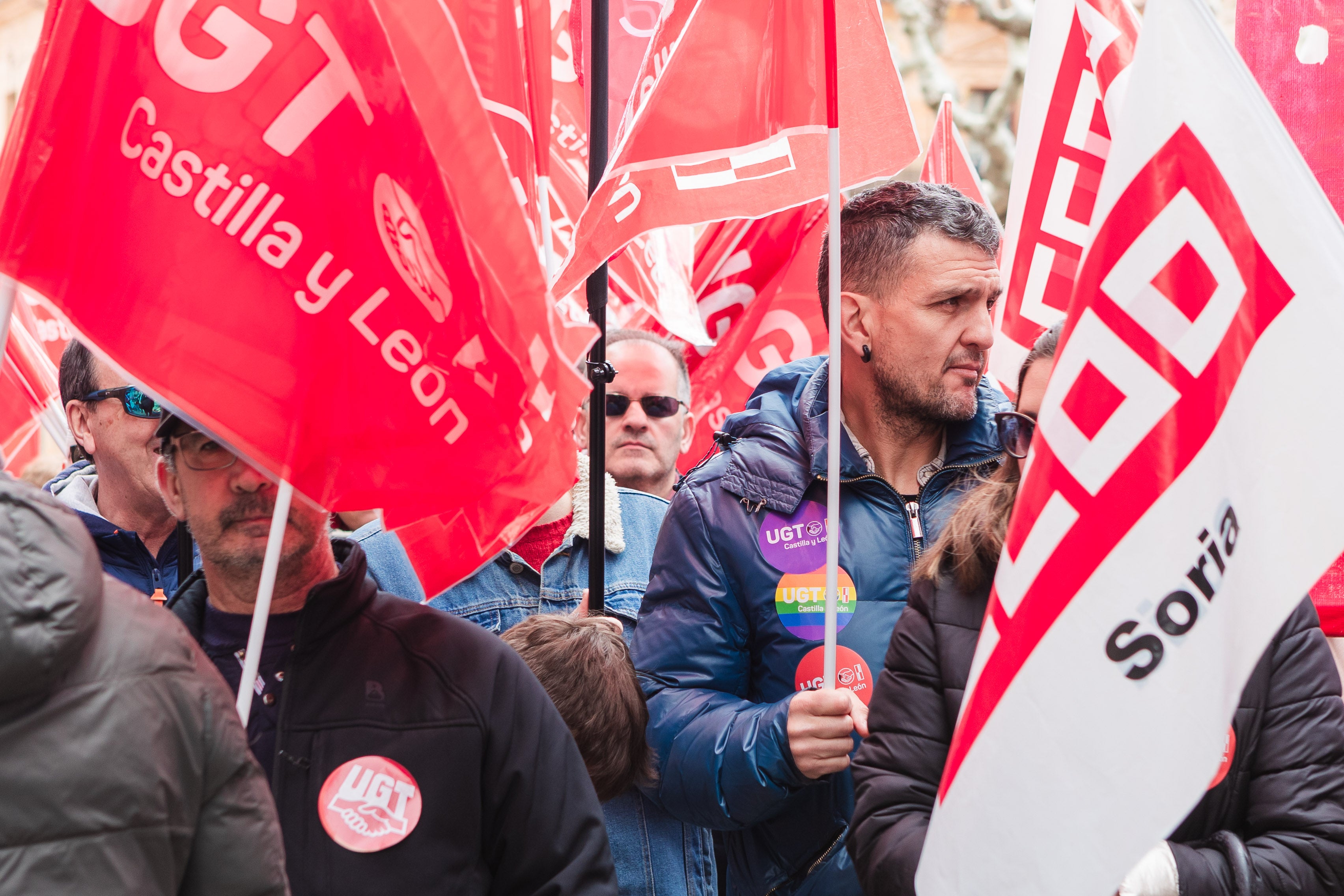 Asistentes a la marcha del 1 de mayo en Soria