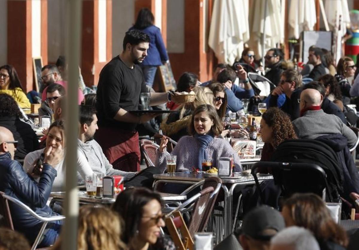 Un camarero trabajando en una terraza de Córdoba