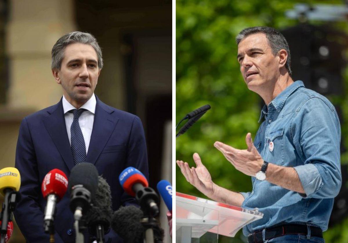 El primer ministro de Irlanda, Simon Harris, y el presidente del Gobierno español, Pedro Sánchez