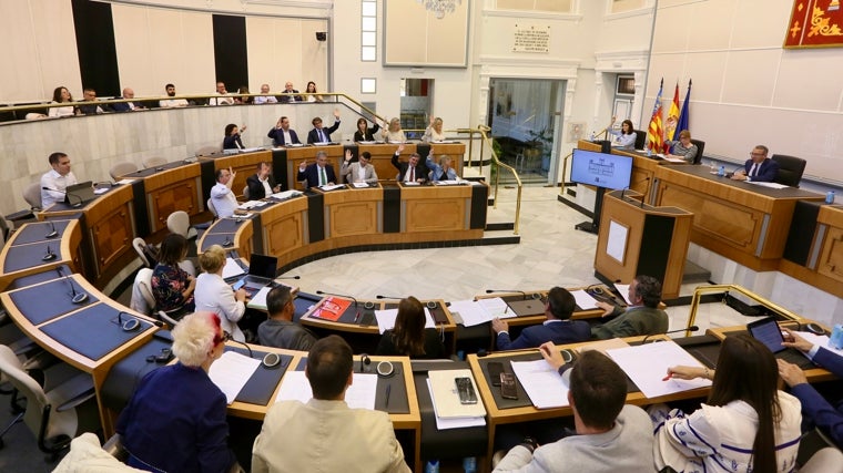 Votación durante la sesió plenaria de la institución provincial