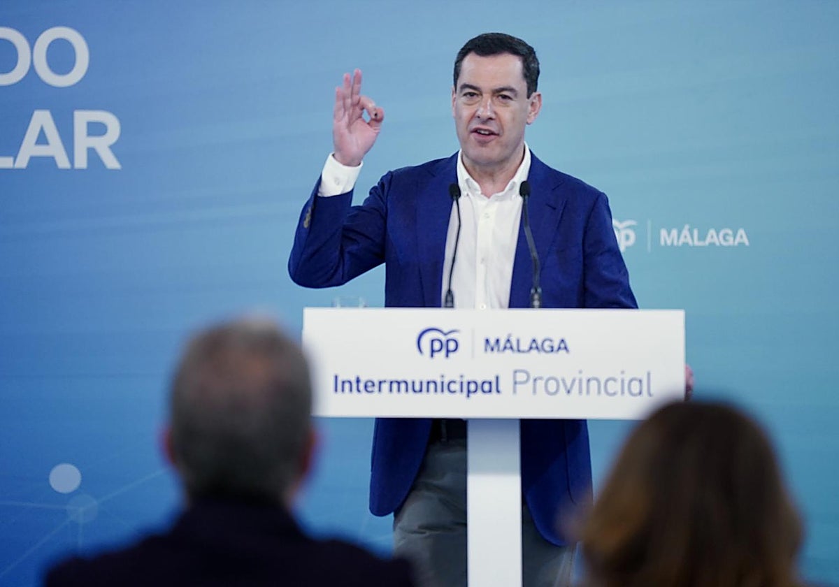 El presidente Moreno durante su intervención en Málaga