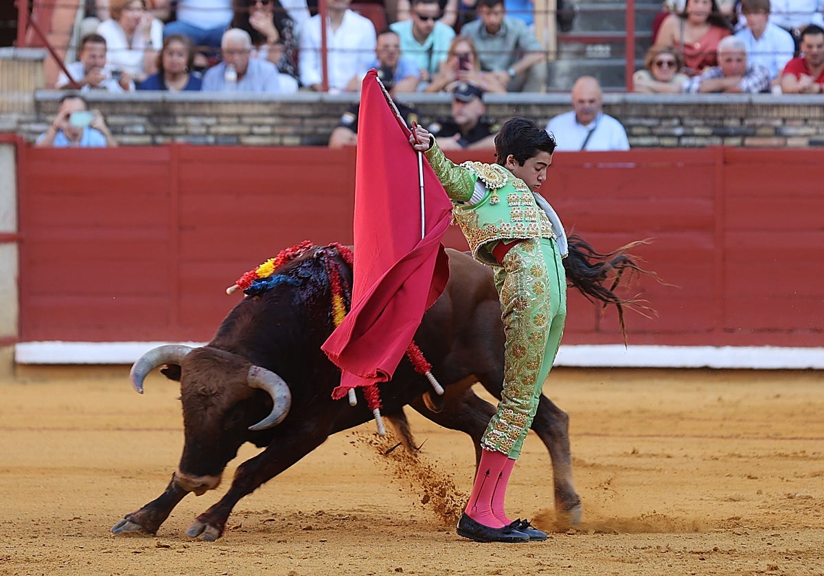 Marco Pérez, con uno de sus novillos