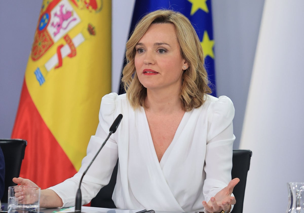 La portavoz del Gobierno, Pilar Alegría, en la comparecencia por la que se le abre expediente