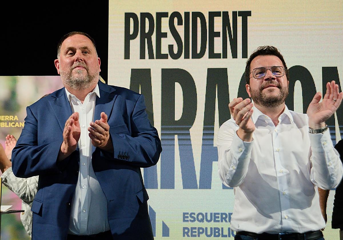 En vídeo: Aragonès renuncia a su acta de diputado | Junqueras y Aragonès, durante la campaña electoral