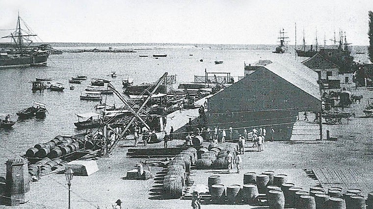 El Puerto de Málaga en 1880
