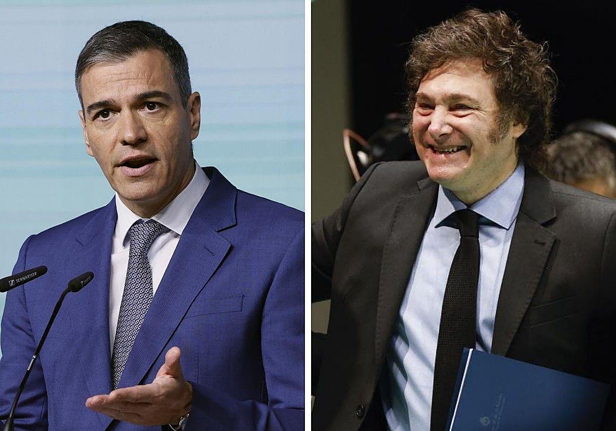 El presidente de Gobierno, Pedro Sánchez, y el presidente de Argentina, Javier Milei