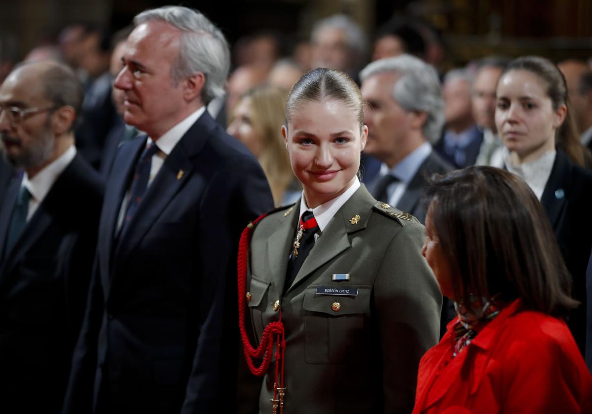 La Princesa Leonor, durante el homenaje este martes por las instituciones aragonesas en Zaragoza