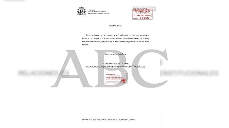 Consulta el documento con el que el Gobierno retira la reforma de la ley del suelo