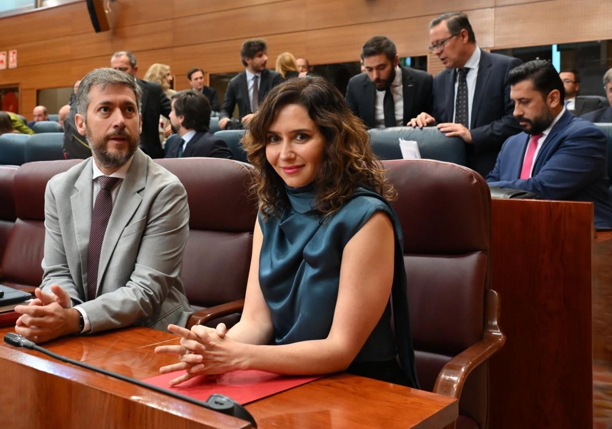 La presidenta de la Comunidad de Madrid, Isabel Díaz Ayuso, en la Asamblea