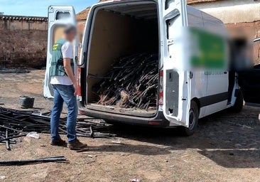 Trece detenidos en Córdoba y Badajoz con más 10 toneladas de cableado de cobre robado