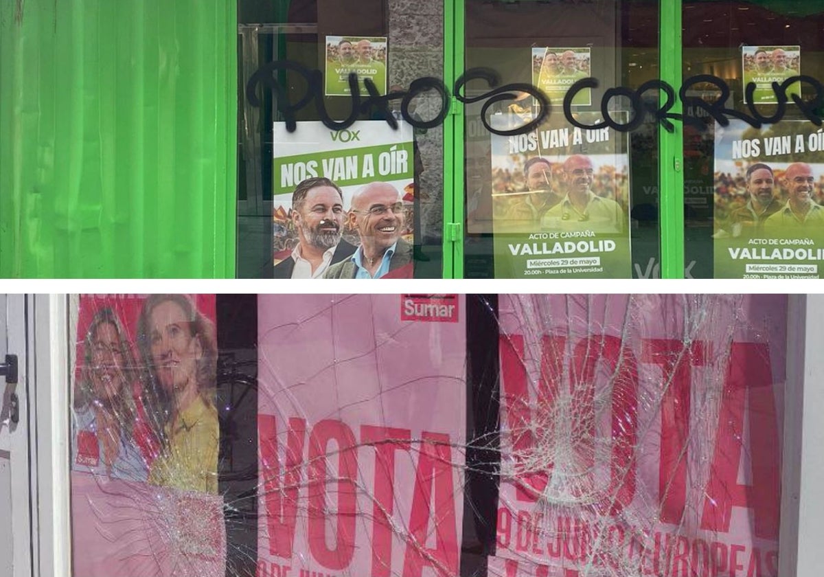 Estado en el que han amanecido las casetas de Vox y Sumar en Valladolid