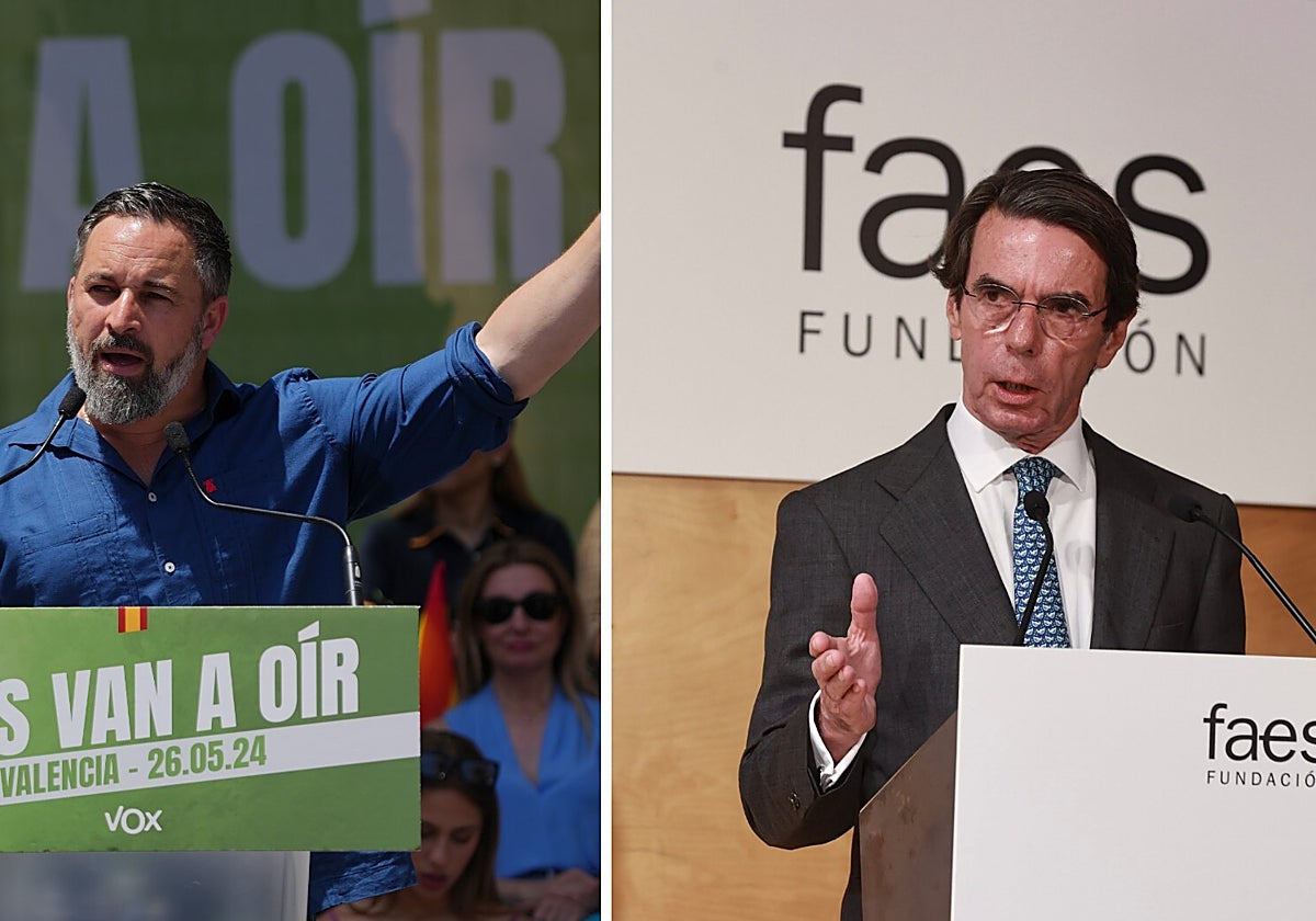 El presidente de Vox, Santiago Abascal, y el expresidente del Gobierno, José María Aznar