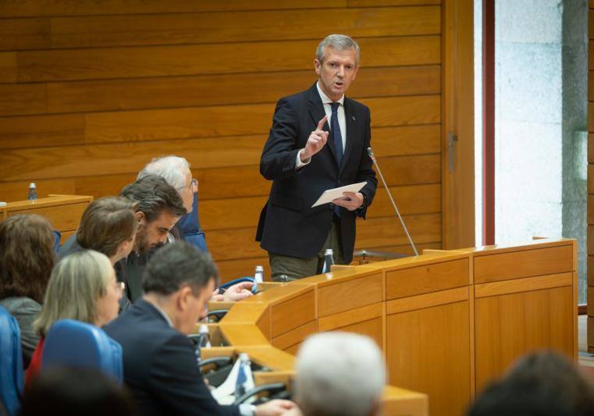 Alfonso Rueda, en una sesión de control en el Parlamento, en imagen de archivo