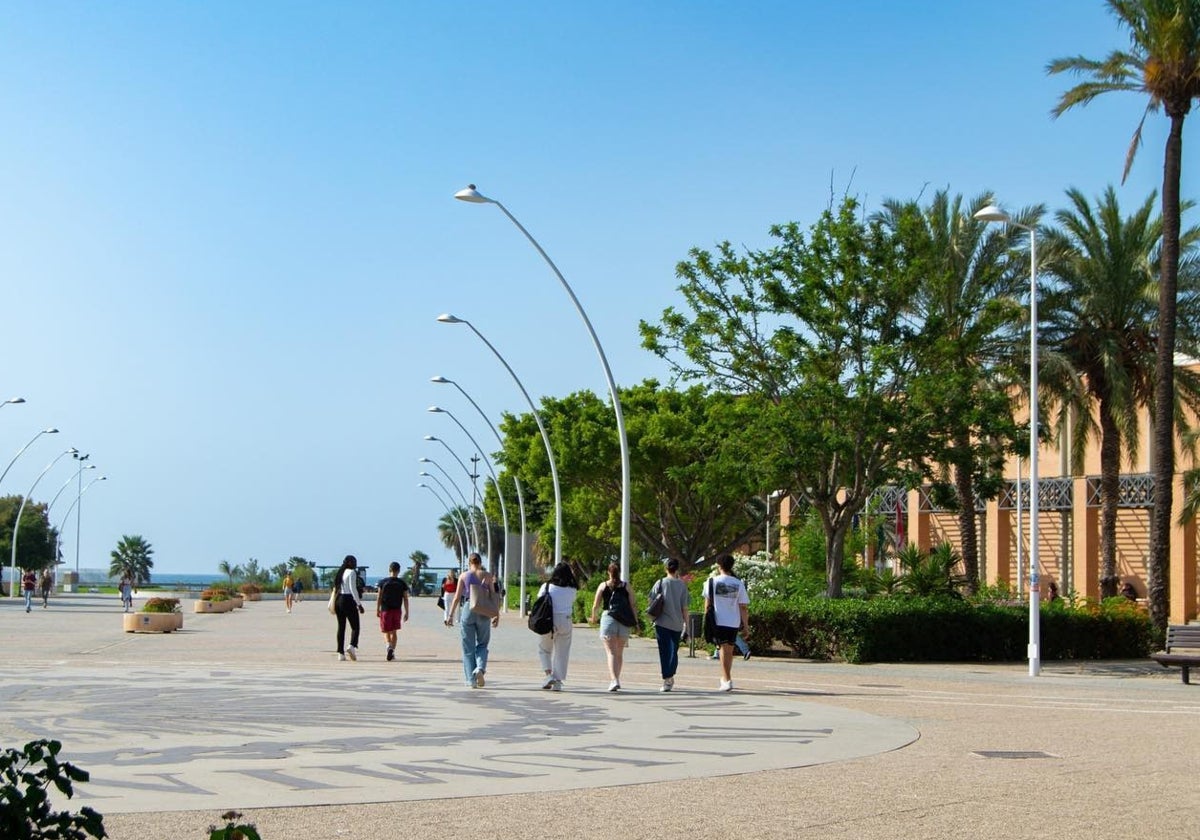 Estudiantes pasean por el Campus de la Universidad de Almería