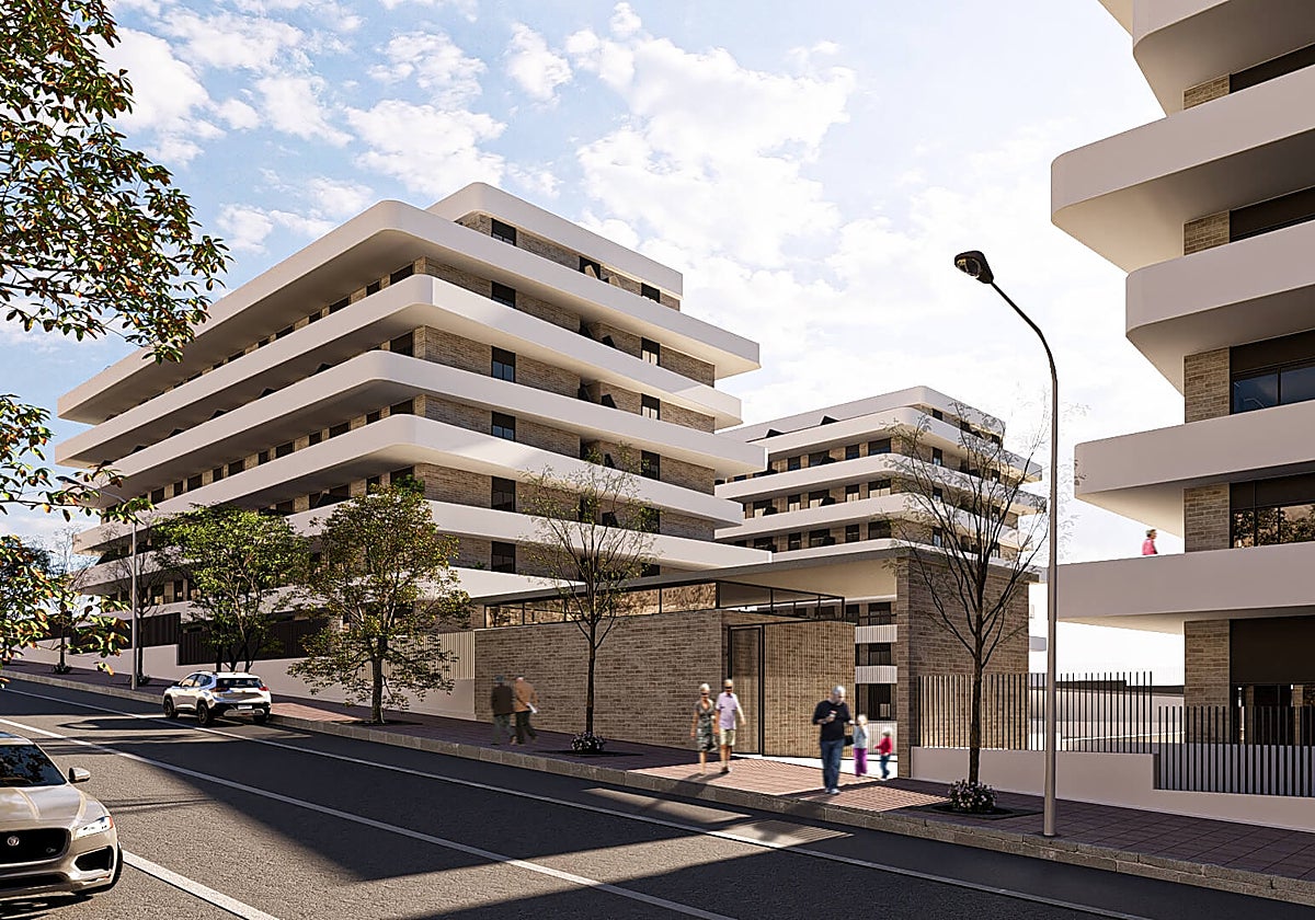 Imagen simulada del complejo de viviendas para mayores en Almería.