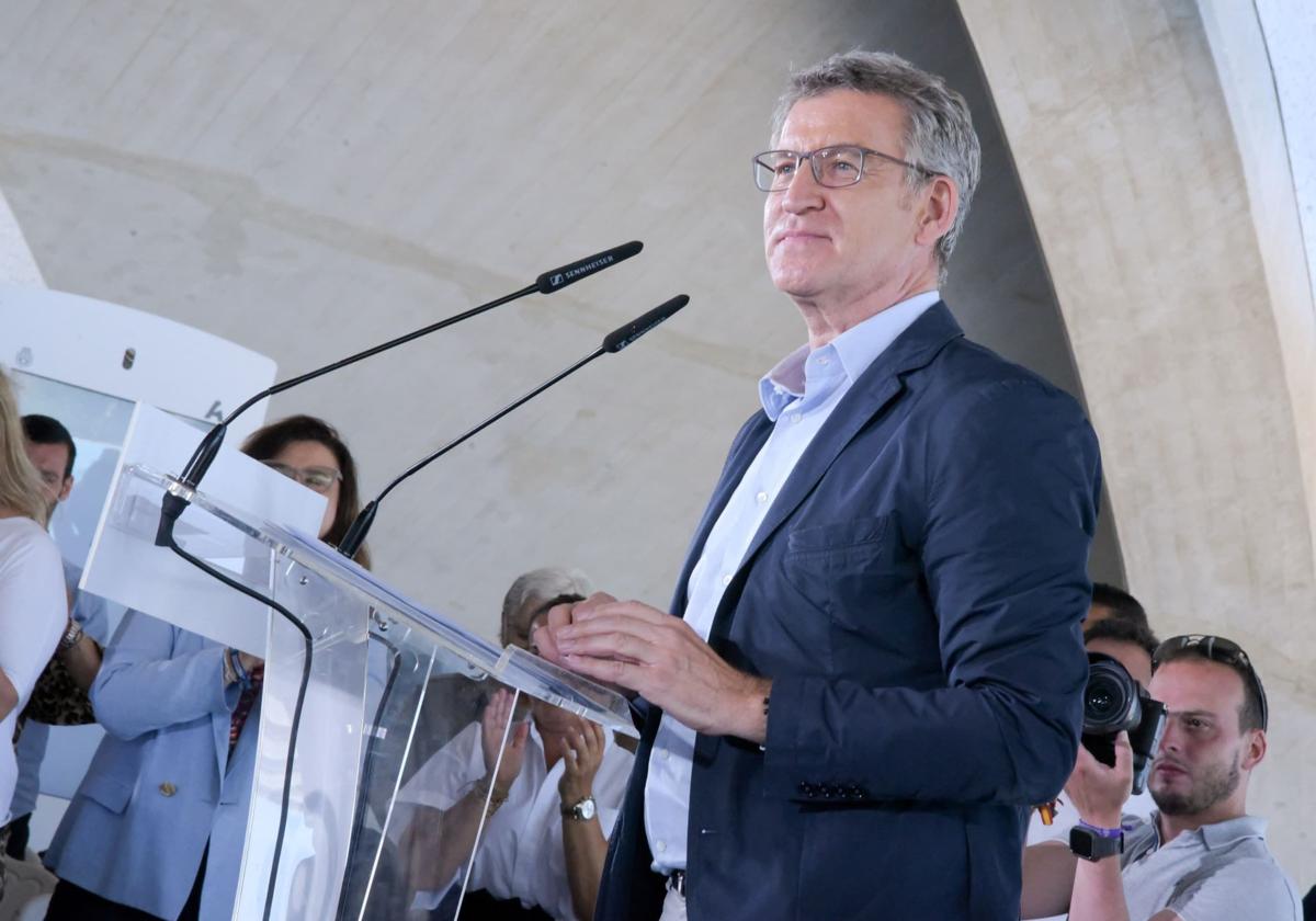 Alberto Núñez Feijóo, durante un acto de campaña de las europeas