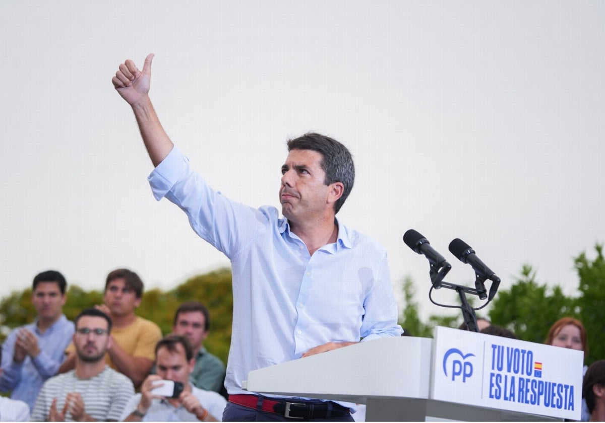 Imagen de Carlos Mazón tomada en el cierre de la campaña de las europeas del PP en Valencia