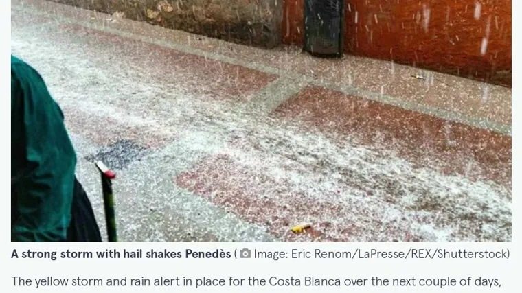 Imagen del Penedès (Barcelona) incluida en el reportaje de The Daily Mirror sobre las lluvias en Benidorm y la Costa Blanca alicantina.