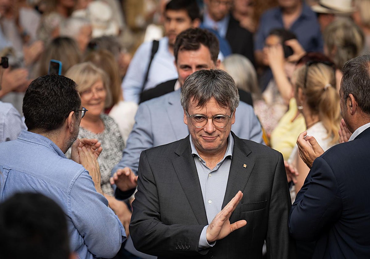 Puigdemont, durante un acto de la pasada campaña de las europeas