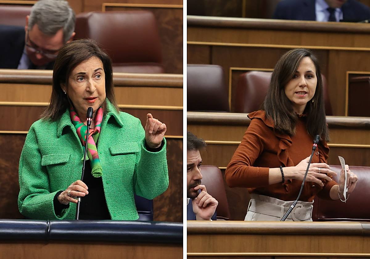 Margarita Robles e Ione Belarra en el Pleno del Congreso
