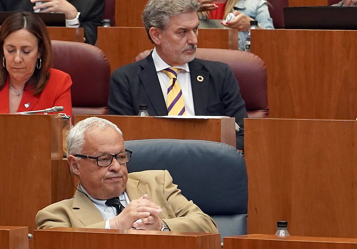 El consejero Gonzalo Santonja, este jueves durante el pleno de las Cortes