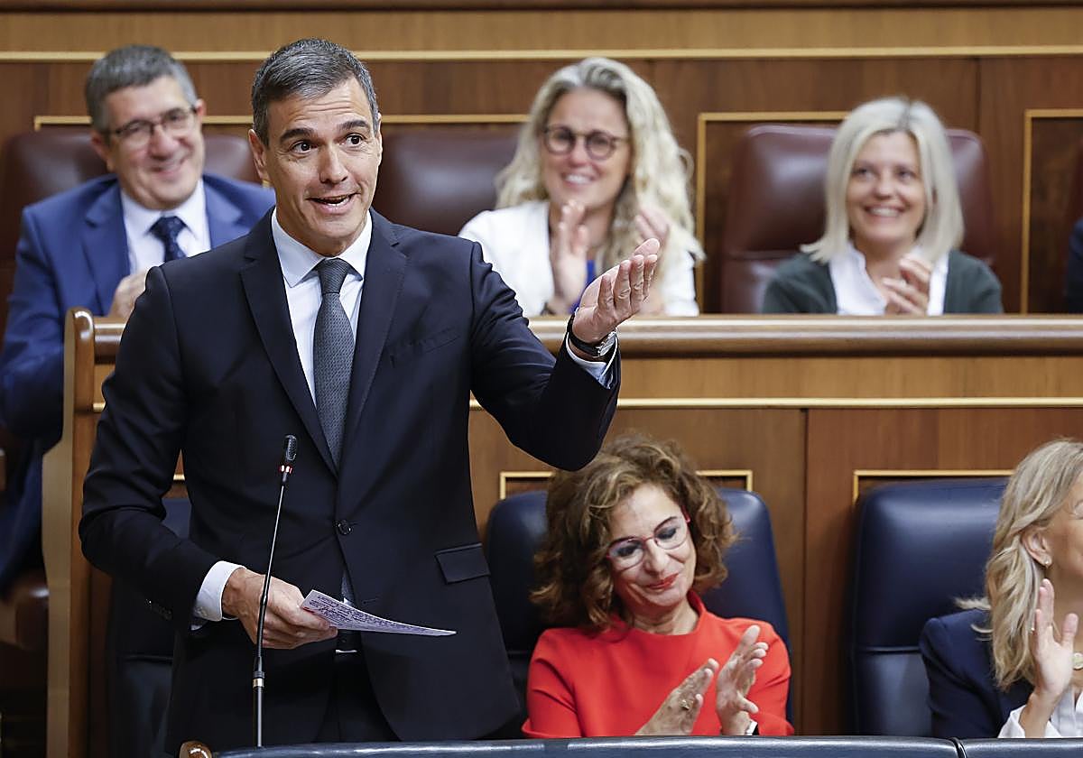 Pedro Sánchez, este miércoles durante la sesión de control al Gobierno