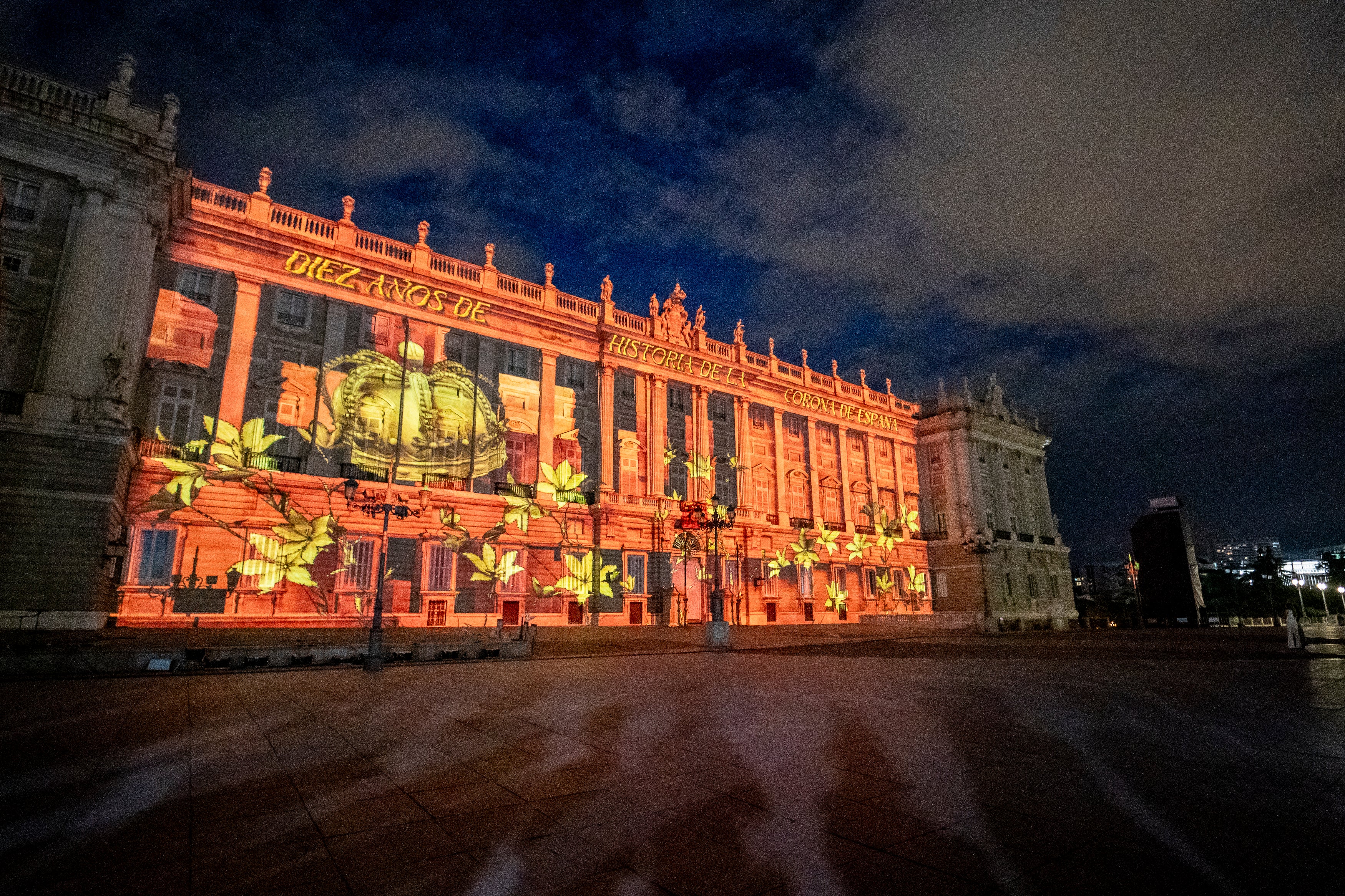 Proyección de un videomapping en el Palacio Real