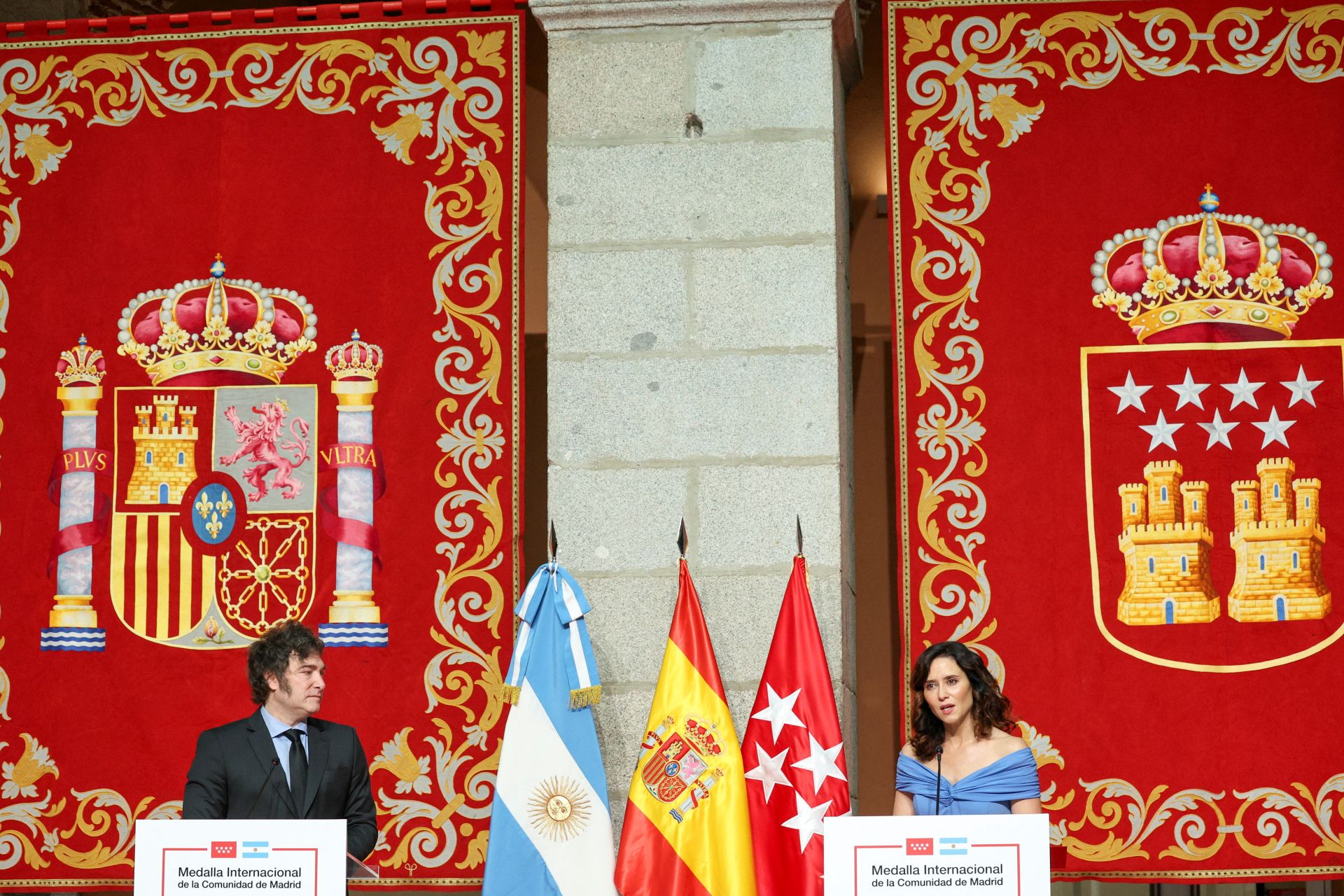 Milei y Ayuso durante su comparecencia