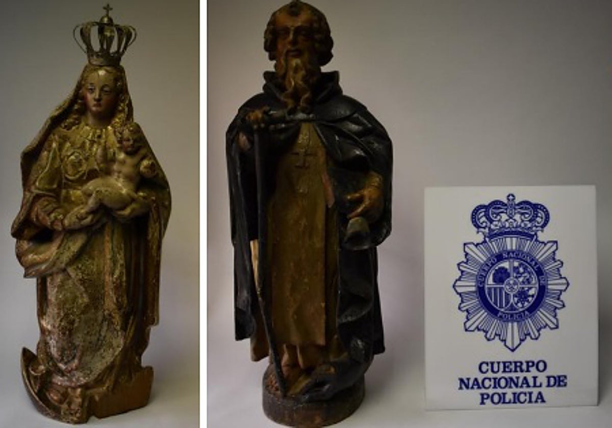 Las obras recuperadas, que este lunes serán devuelvas a la Diócesis de Palencia