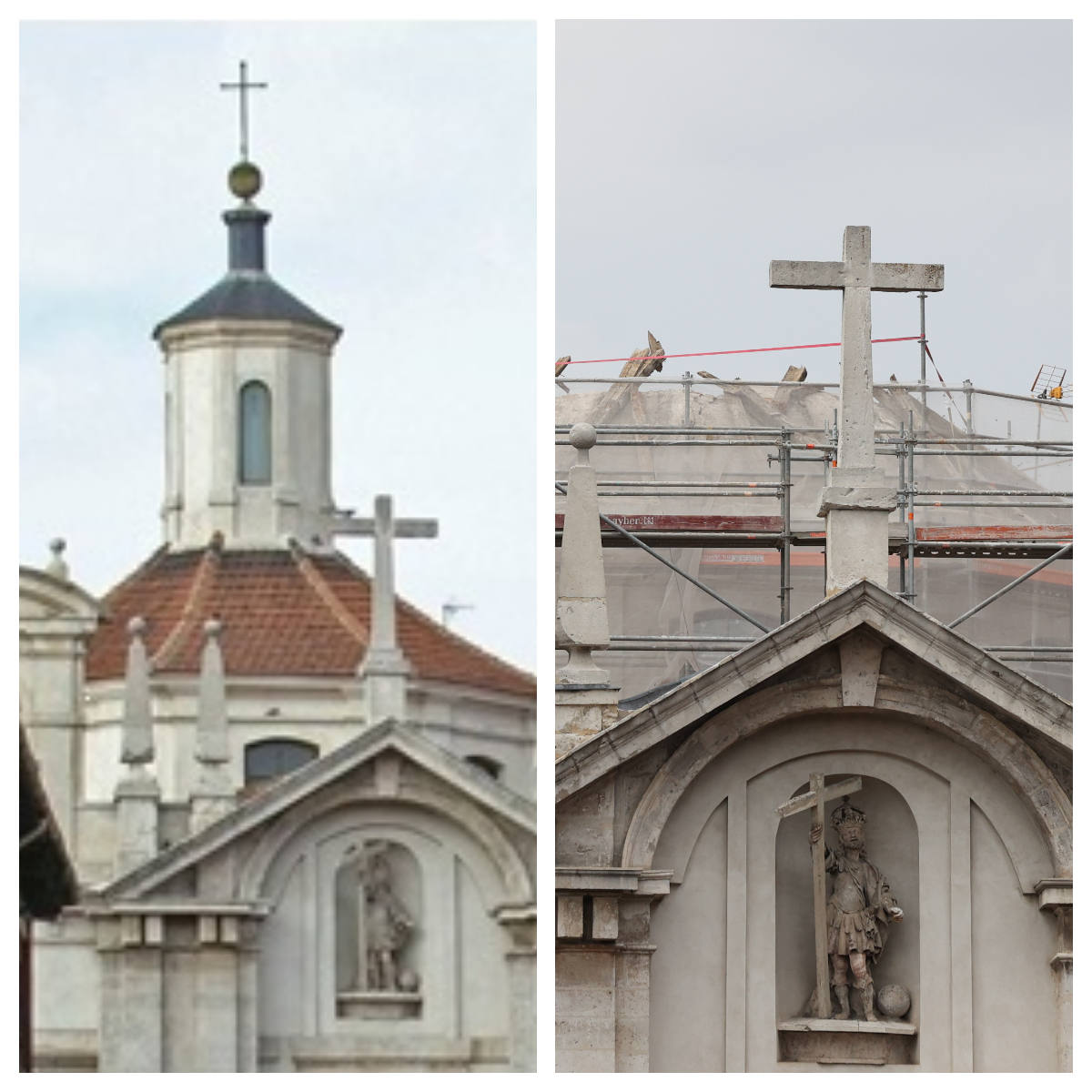 Estado anterior y actual de la iglesia de la Vera Cruz de Valladolid