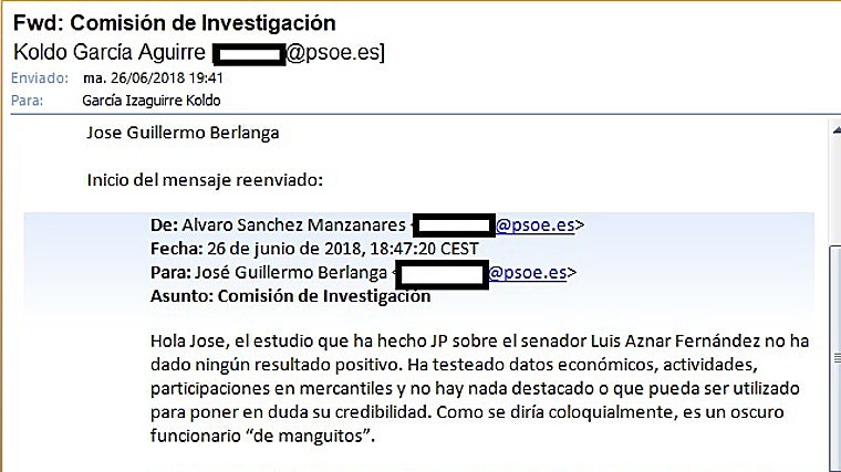 Imagen del correo intercambiado
