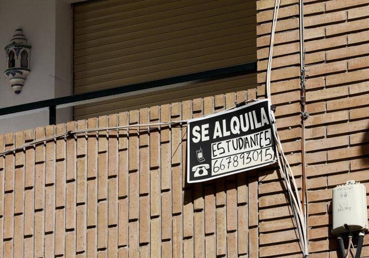 Un anuncio de alquiler de vivienda a estudiantes