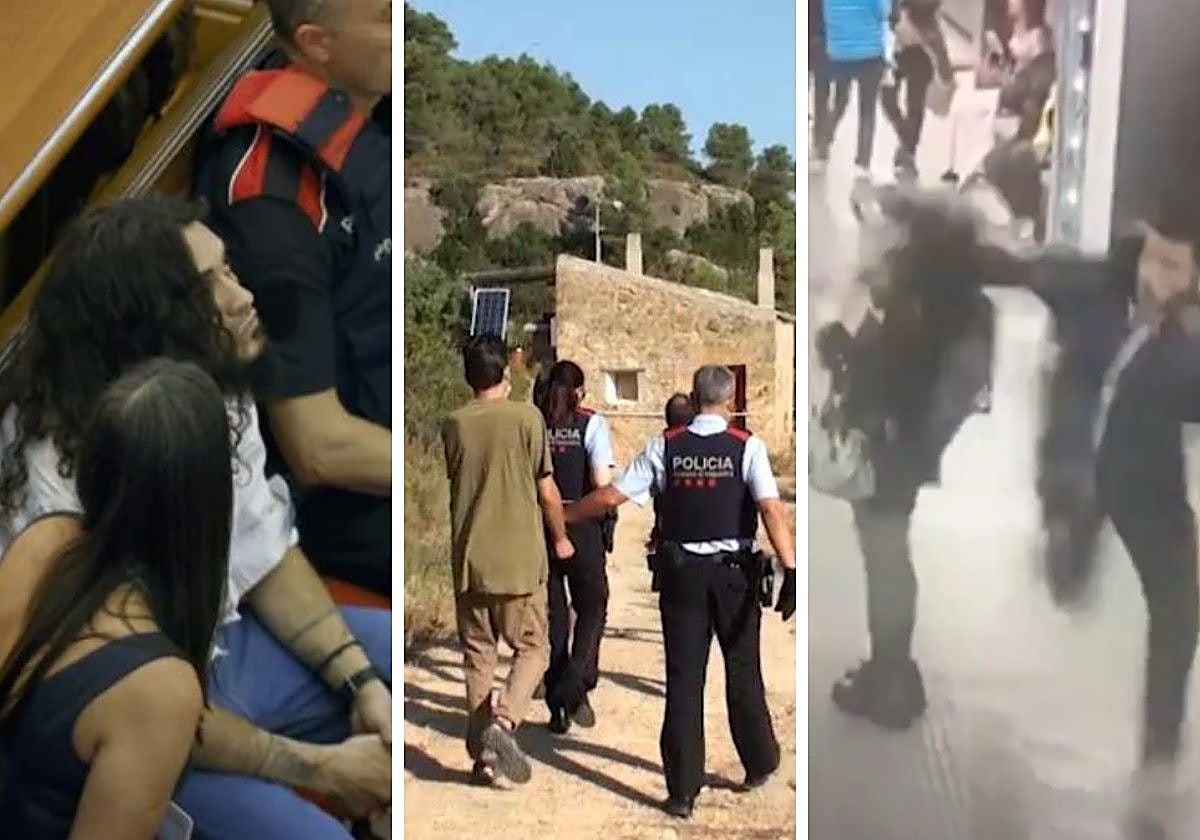 A la izquierda, el asesino de tres indigentes en Barcelona. En medio, la detención de un supremacista blancos en Lérida. A la derecha, el agresor de mujeres en el metro de Barcelona; ahora en prisión