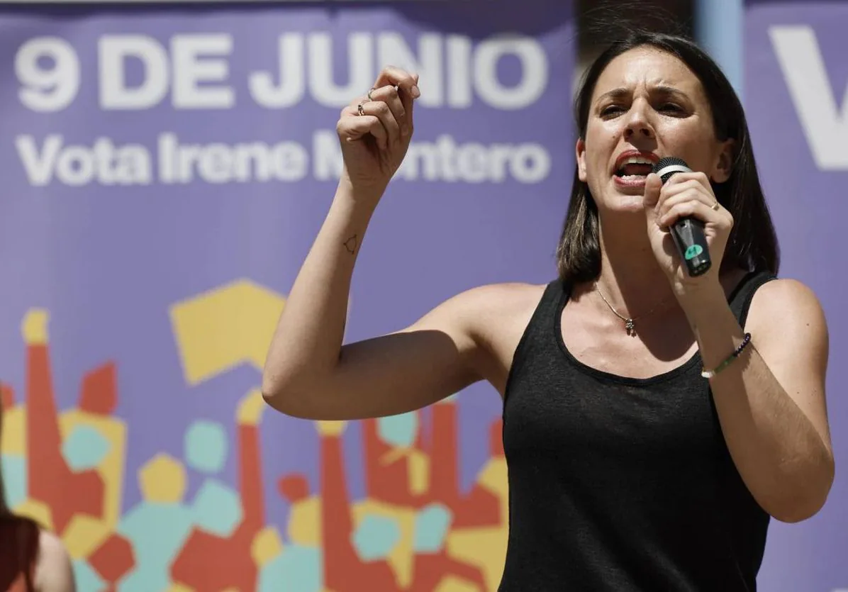 Irene Montero, en un mitin de la campaña de las pasadas elecciones europeas