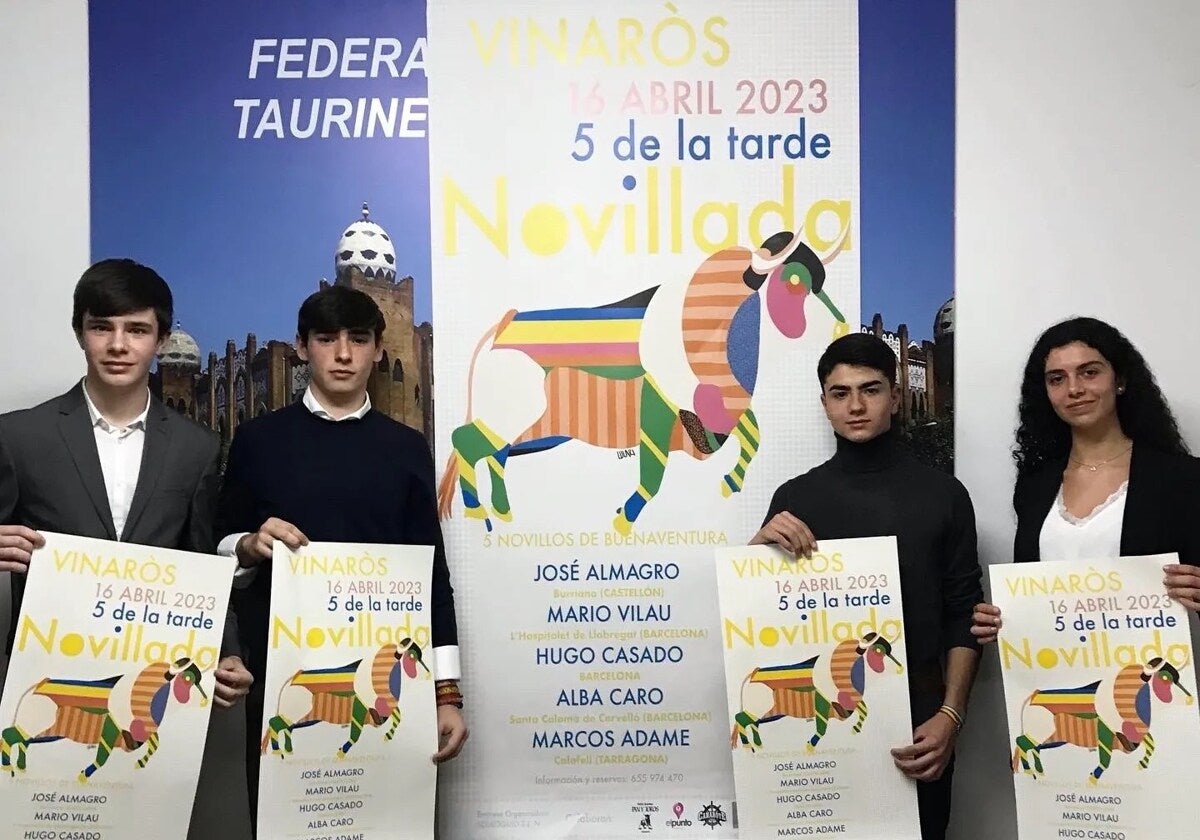 Los cuatro alumnos de la Escuela Taurina de Cataluña, en una imagen de archivo