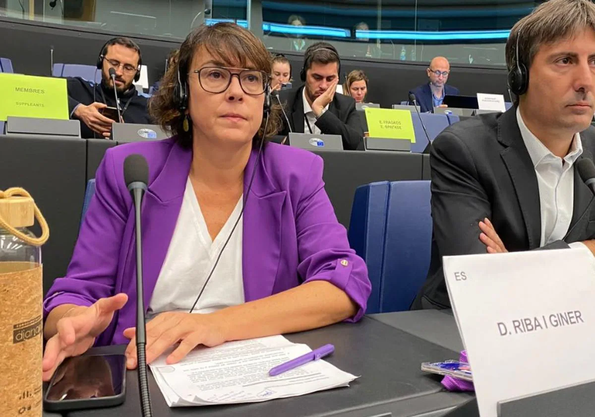 La eurodiputada Diana Riba, en una votación