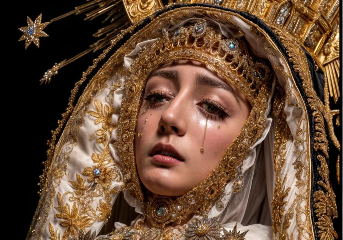 Fotografía de Nuestra Señora de los Dolores tratada con inteligencia artificial
