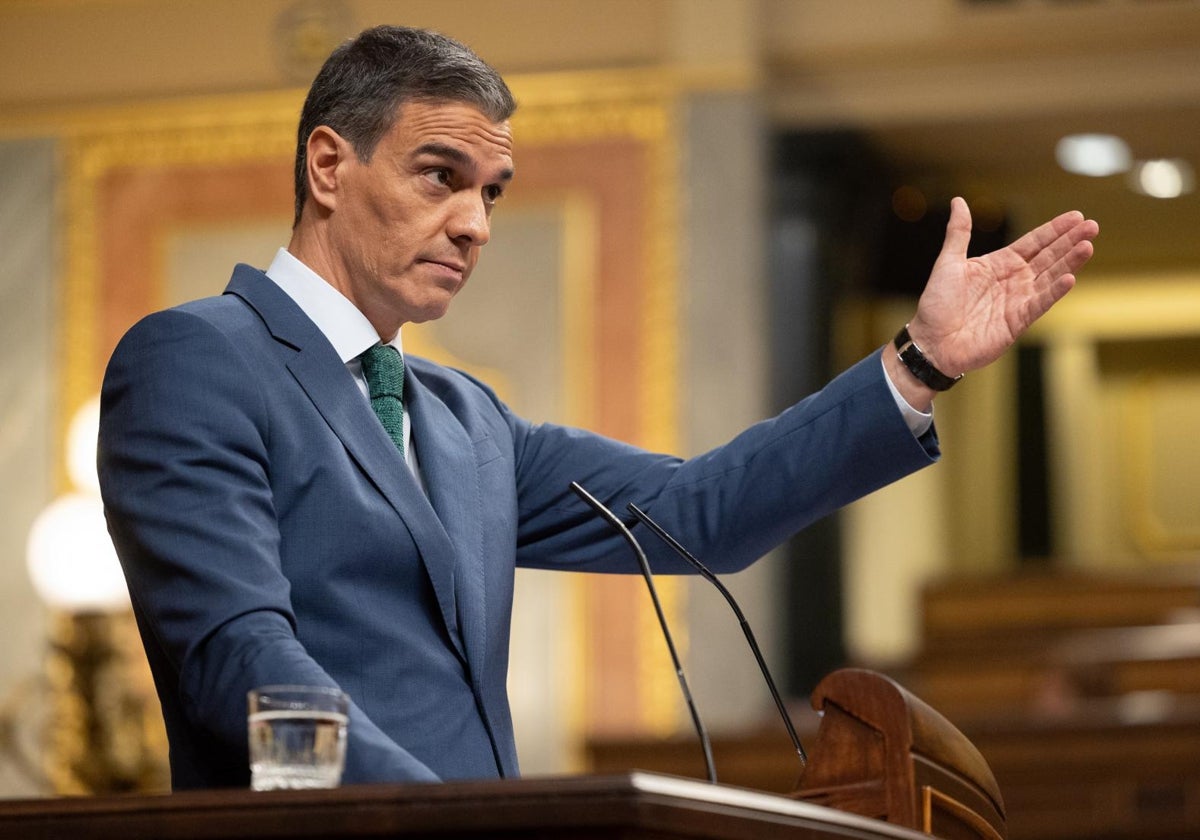 El presidente del Gobierno, Pedro Sánchez, en el Congreso