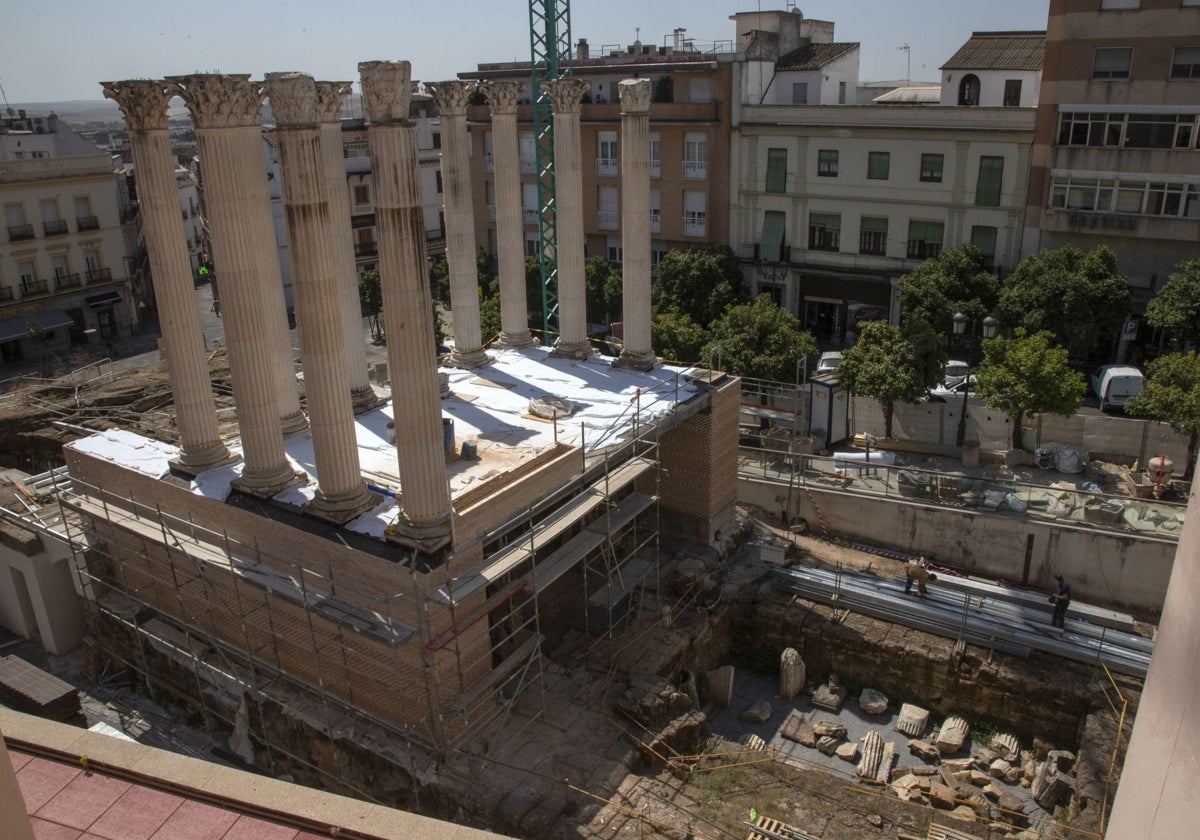 Vista cenital de las obras del Templo Romano de Córdoba