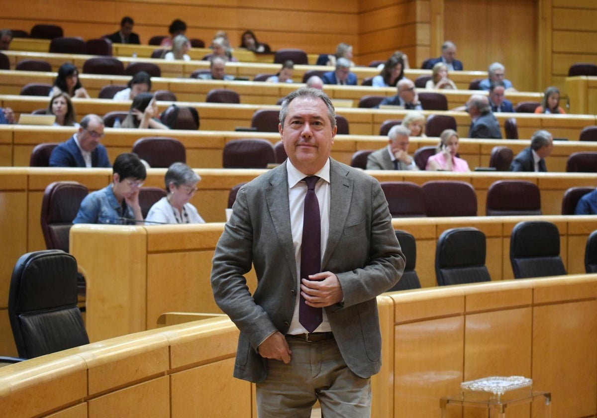 El secretario general del PSOE-A, Juan Espadas, en el Senado